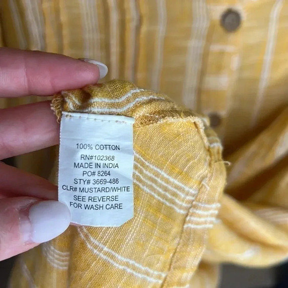 Club Z Collection Vintage Mustard Yellow Cotton Striped Tunic Dress - Picture 7 of 8